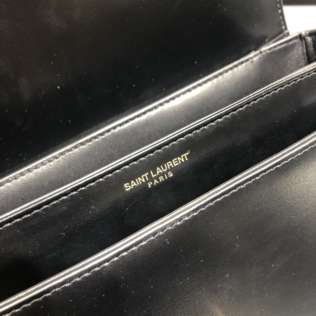 Saint Laurent Solferino Box Medium Calfskin Handbag Shoulder Bag Black 634305 